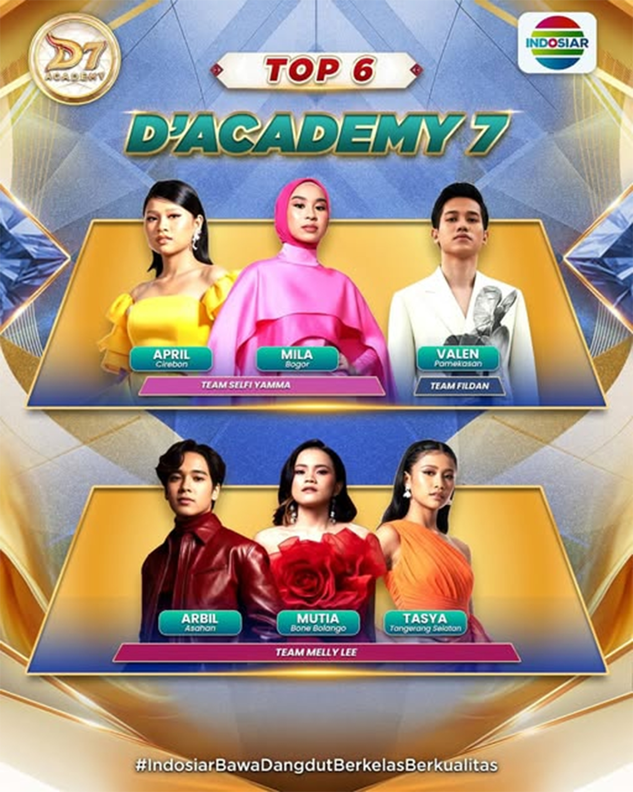 Enam peserta D&rsquo;Academy 7 Top 6