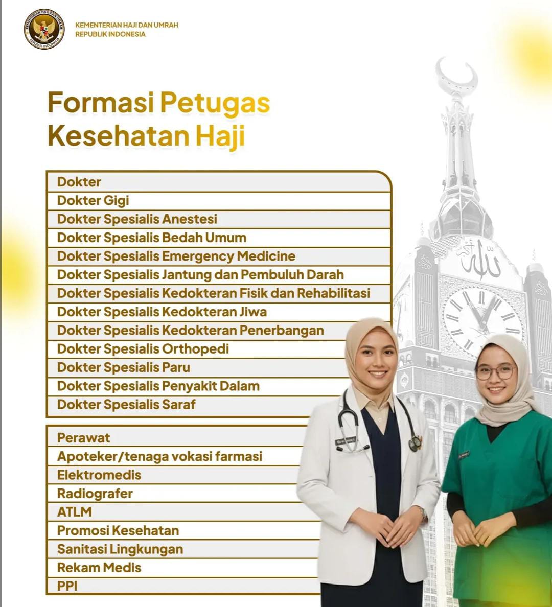 Seleksi Petugas Kesehatan Haji 2026 M, PPIH 1447 H Sudah Dibuka
