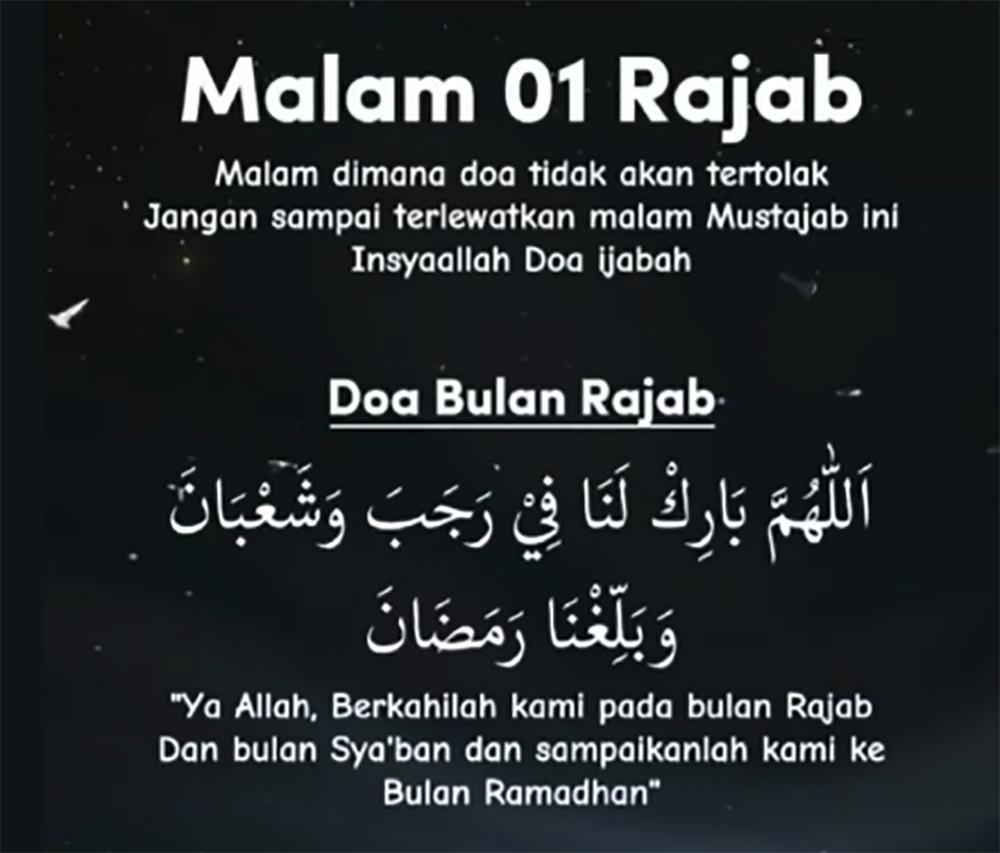 Jadwal Doa Malam 1 Rajab 2025: Amalan Sunnah. Puasa, Niat dan Keutamaan Puasa Rajab 1447 H