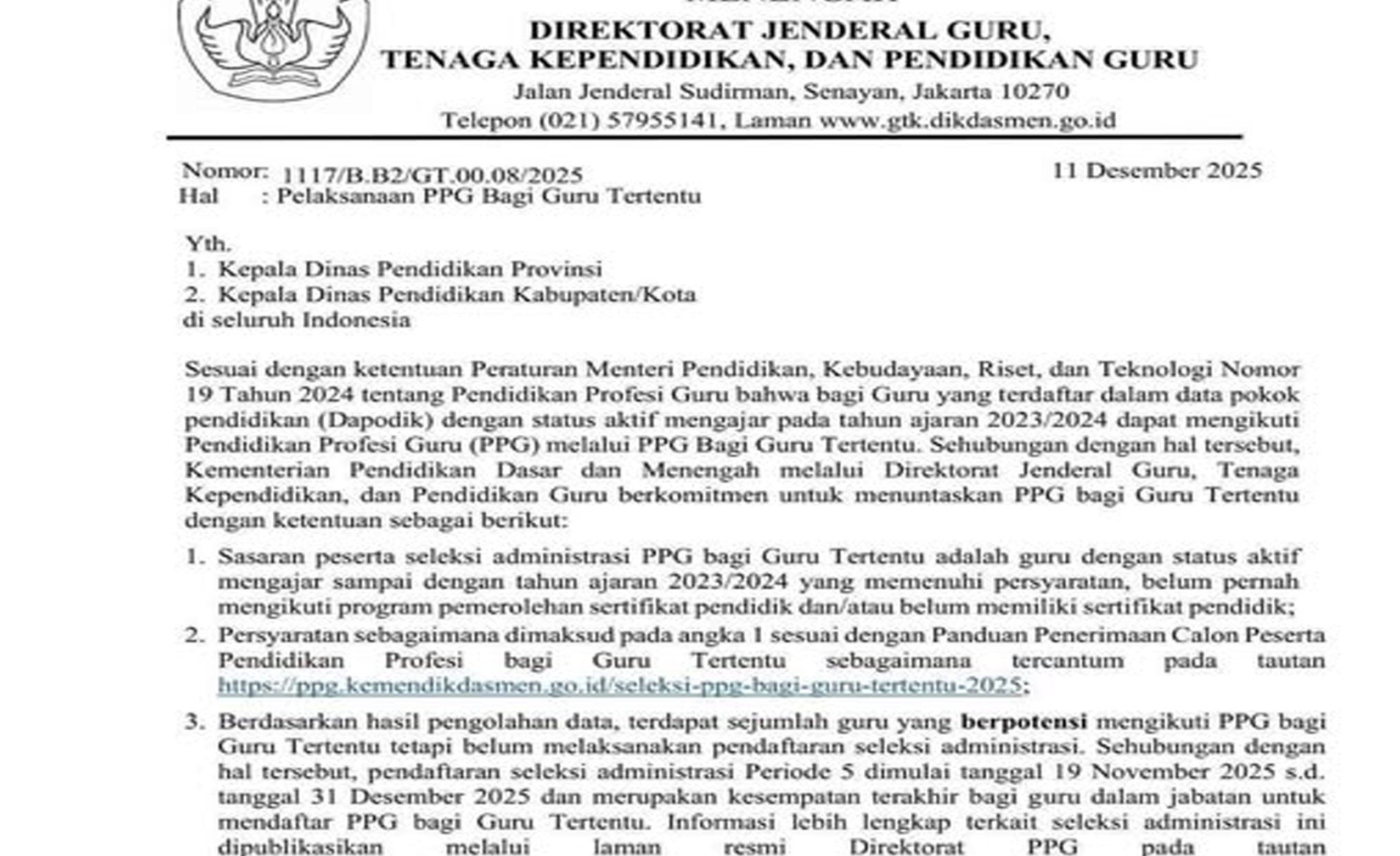 Direktorat Pendidikan Profesi Guru  Guru Tertentu