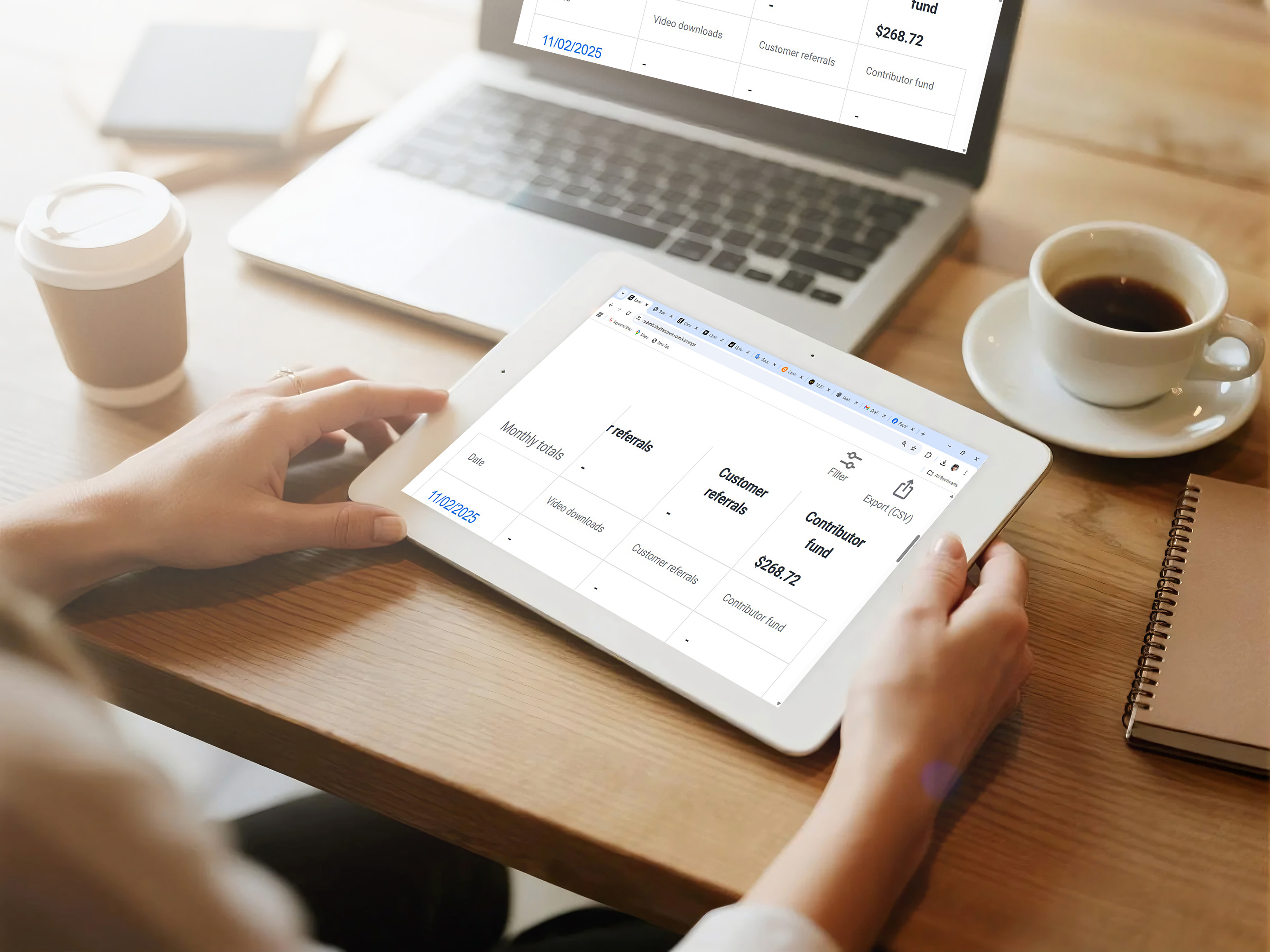 Contributor Shutterstock saat melihat layar pendapatan Contributor Fund