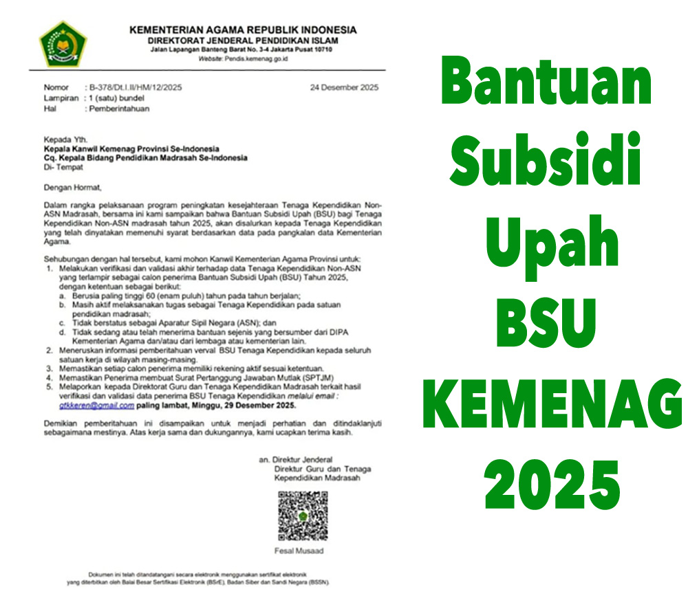 BSU Kemenag 2025: Syarat, Cara Cek, dan Pencairan BSU Tenaga Kependidikan Madrasah