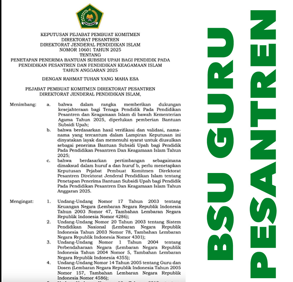 Ahamdulillah Guru Pesantren Dapat BSU Kemenag Rp600 Ribu