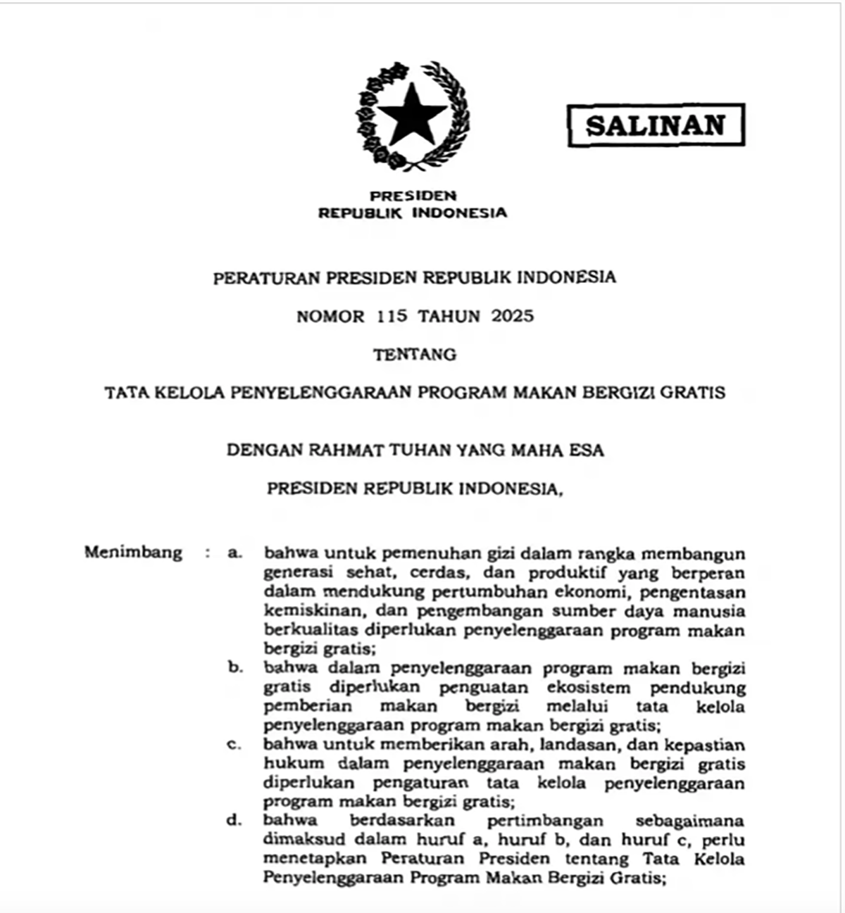 Perpres 115 Tahun 2025 Terbit, Pegawai MBG Diangkat Jadi PPPK (ASN)