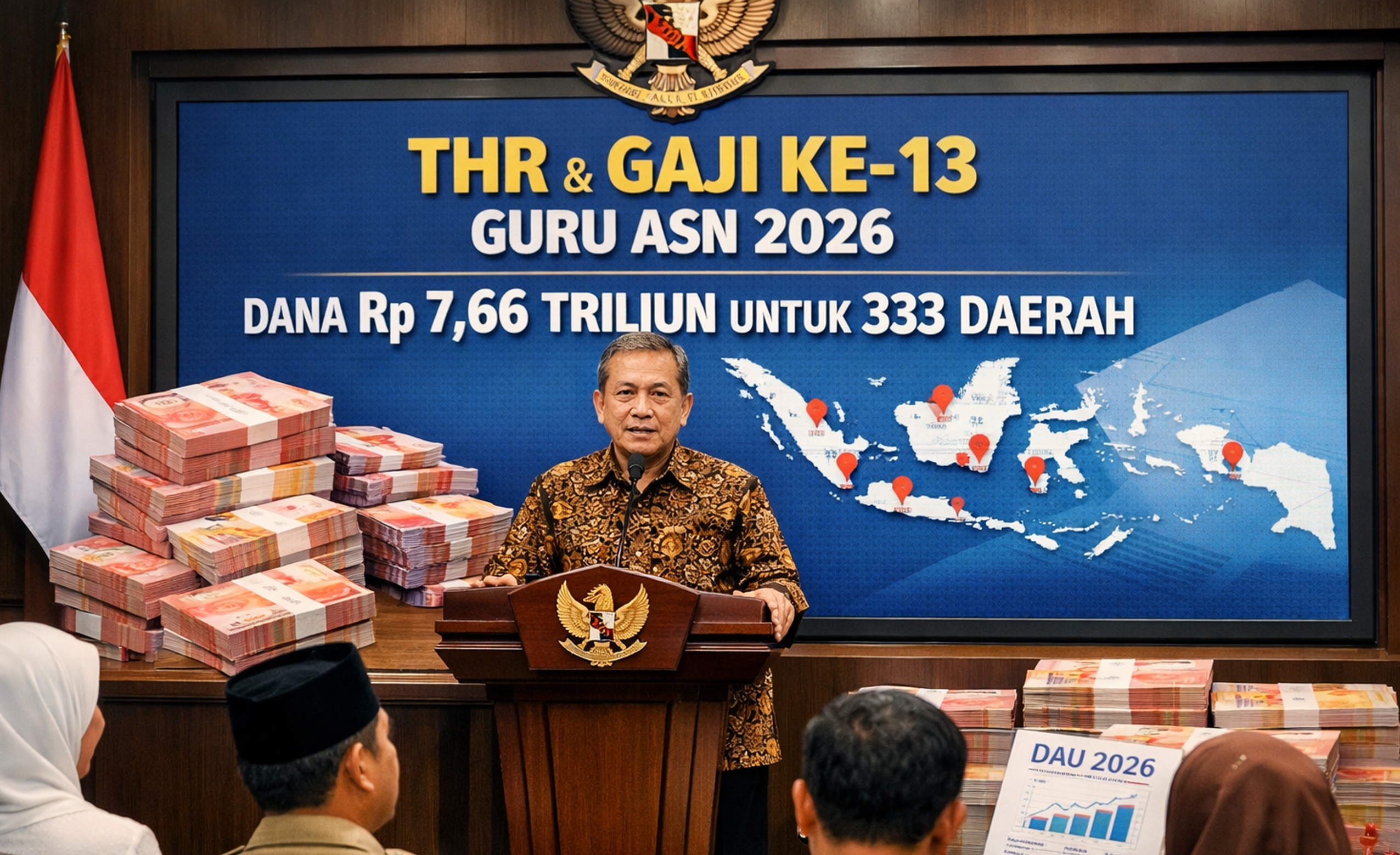 Pemerintah gelontorkan Rp7,66 triliun untuk THR dan gaji ke-13 guru ASN 2026. Berlaku di 333 daerah. Ini aturan, syarat, dan alur pencairannya.