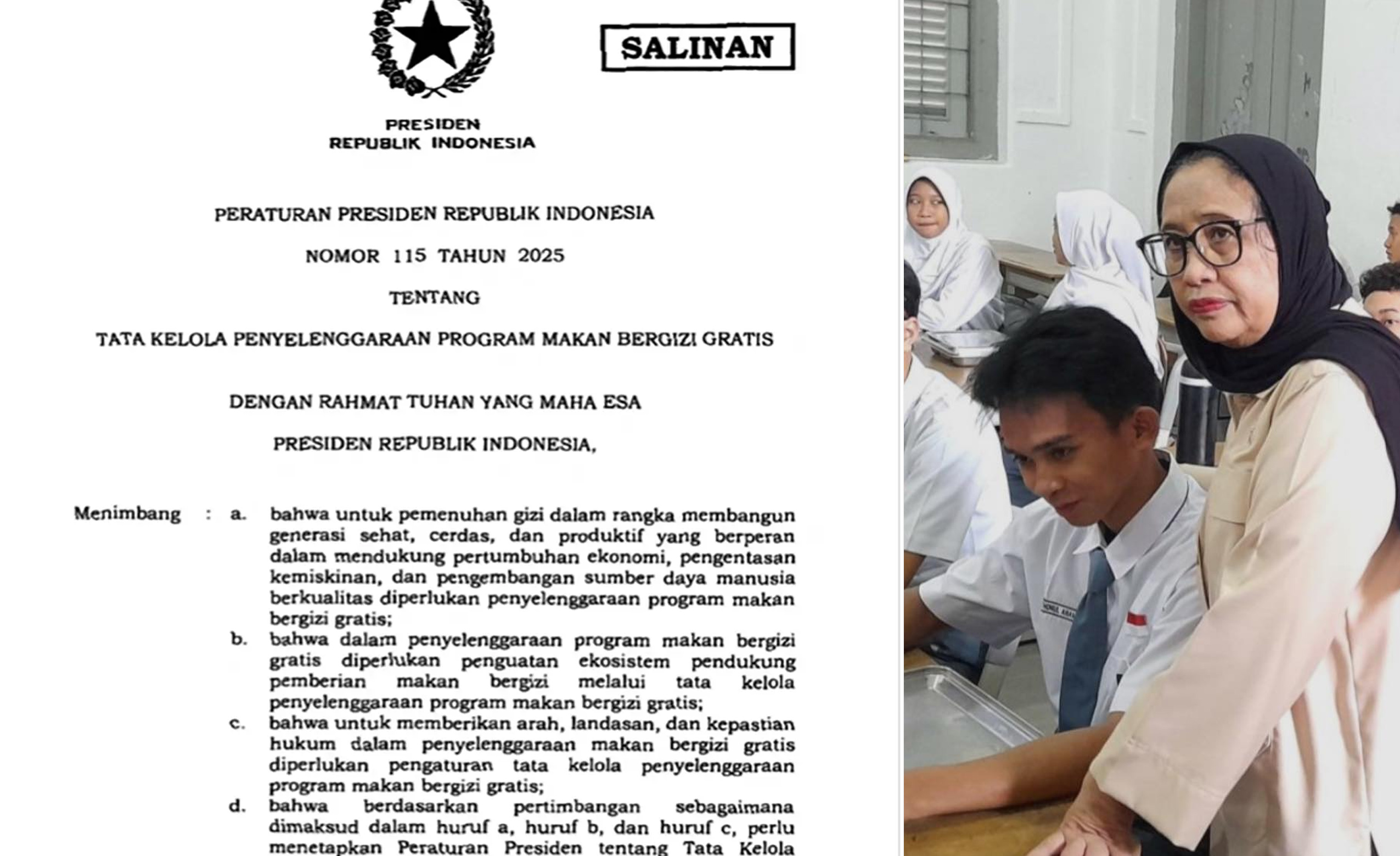 Perpres 115 Tahun 2025 menetapkan Badan Gizi Nasional sebagai pengendali Program Makan Bergizi Gratis. Simak skema MBG, standar gizi, hingga status PPPK.