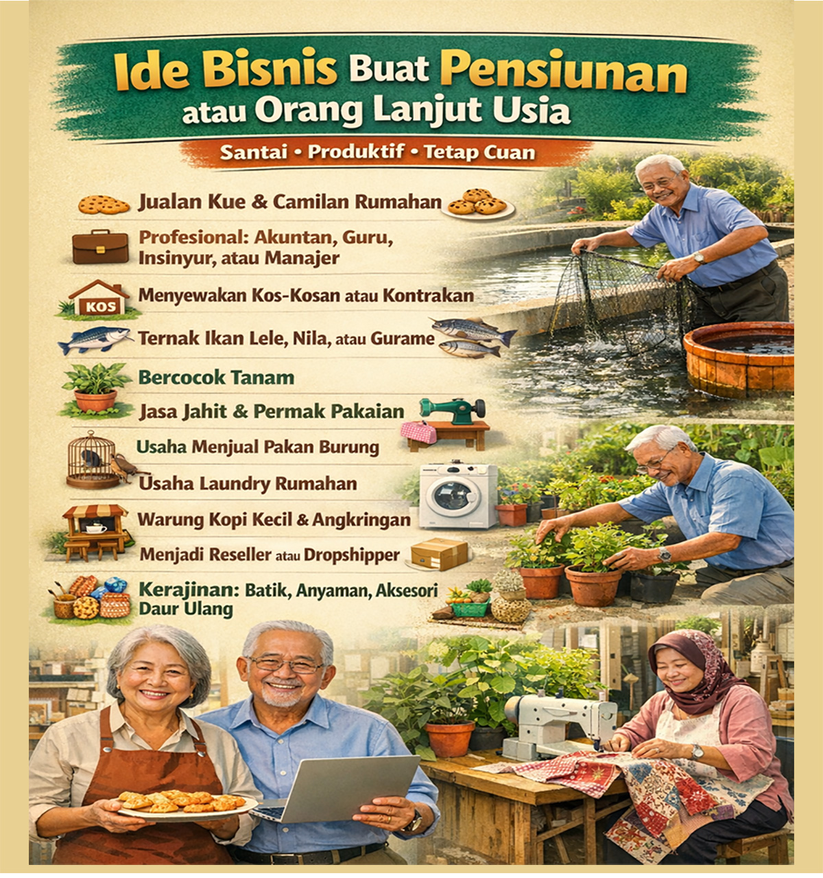 Ide Jualan Rumahan untuk Pensiunan, Dikerjakan Sambil Santai Cuan Berlimpah