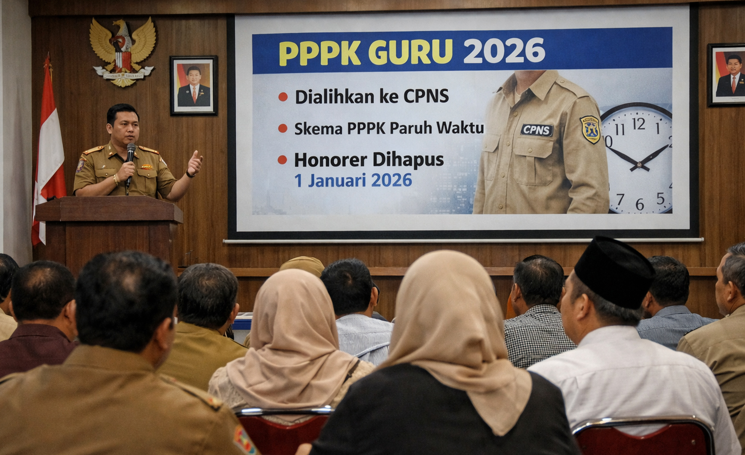 Apa yang terjadi dengan PPPK Guru 2026? Pemerintah alihkan ke CPNS, siapkan PPPK Paruh Waktu, dan hapus status honorer nasional.