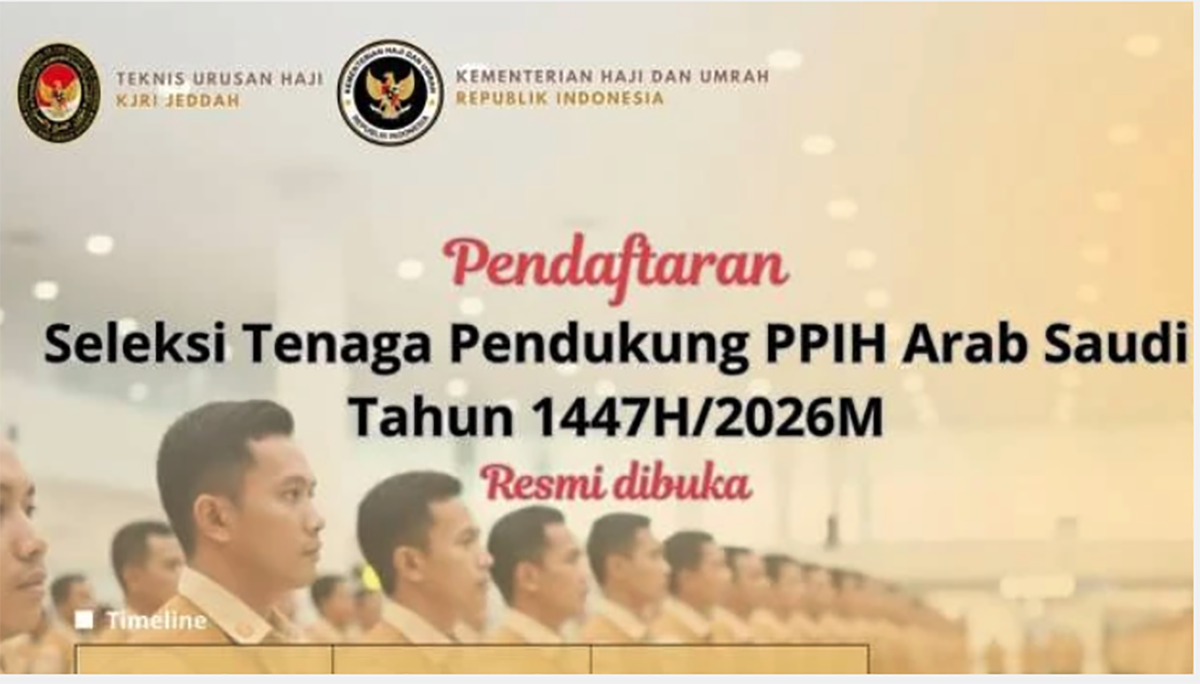 Rekrutmen Tenaga Pendukung Petugas Haji PPIH Arab Saudi 2026 Resmi Dibuka, Berikut Jadwal, Syarat, Mekanisme Pendaftaran dan Formasi
