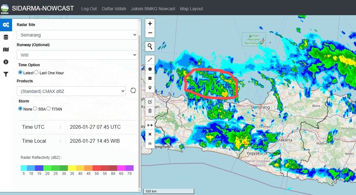 pesawat PK-SCJ melakukan penyemaian awan menggunakan bahan semai Natrium Klorida (NaCl) sebanyak 1.000 kilogram.