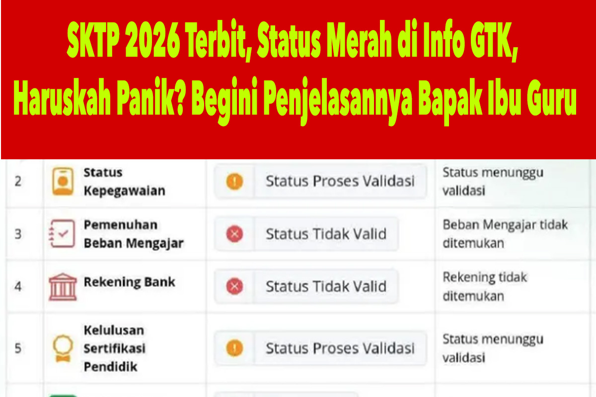 2 SKTP 20-31 Januari Terbit, Status Merah di Info GTK, Haruskah Panik? Begini Penjelasannya Bapak Ibu Guru