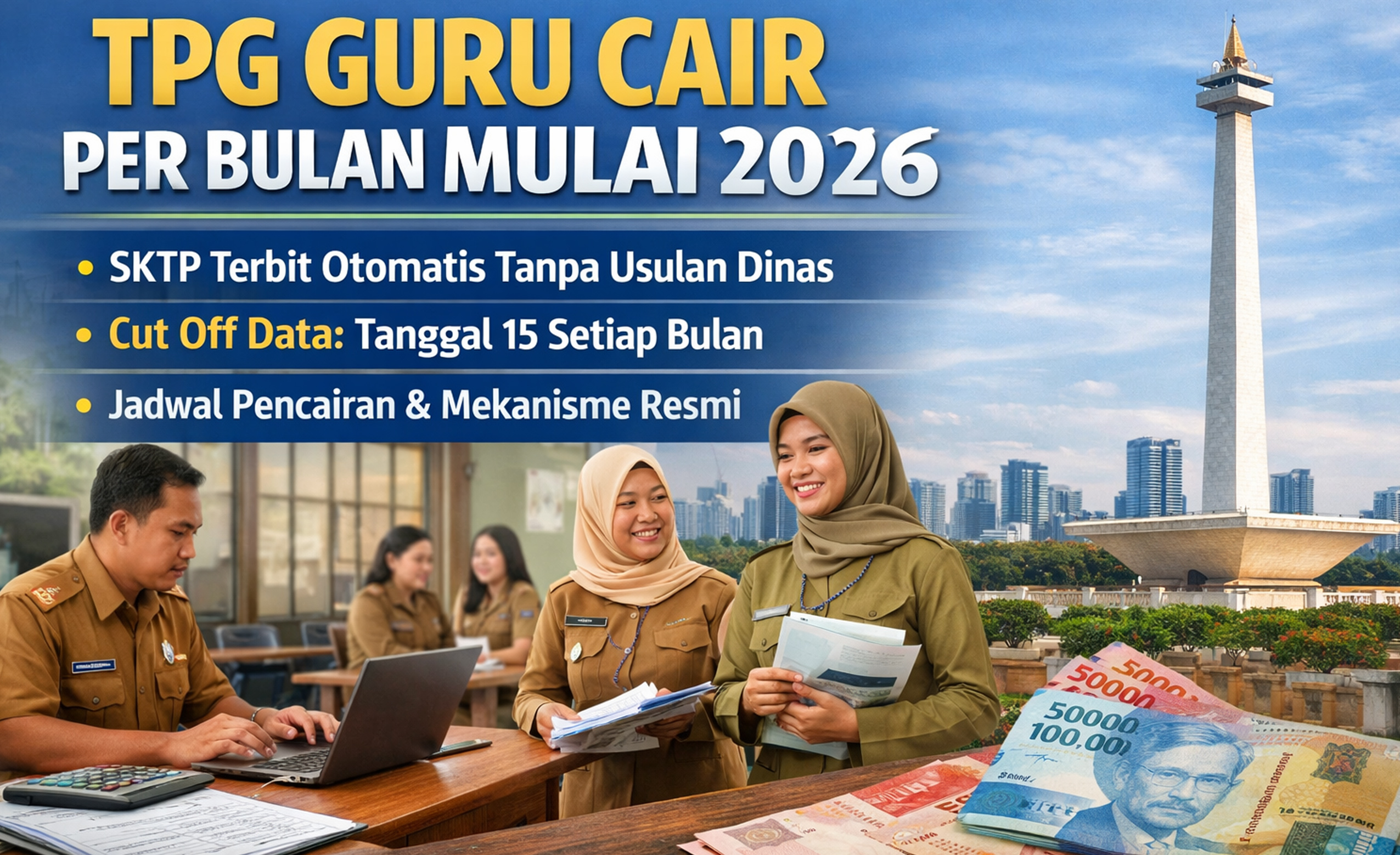 Resmi, TPG guru dibayarkan per bulan mulai 2026. Ini penjelasan lengkap sistem baru, jadwal pencairan, dan peran Dapodik serta Info GTK.
