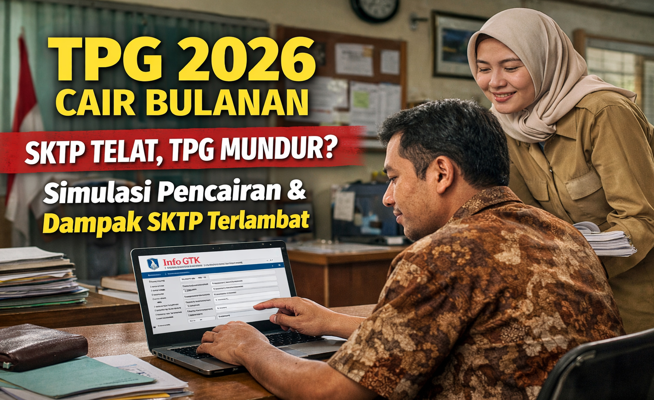 Pencairan TPG guru 2026 kini bulanan. Simak simulasi SKTP terbit sebelum dan sesudah tanggal 20 serta peluang rapelan.