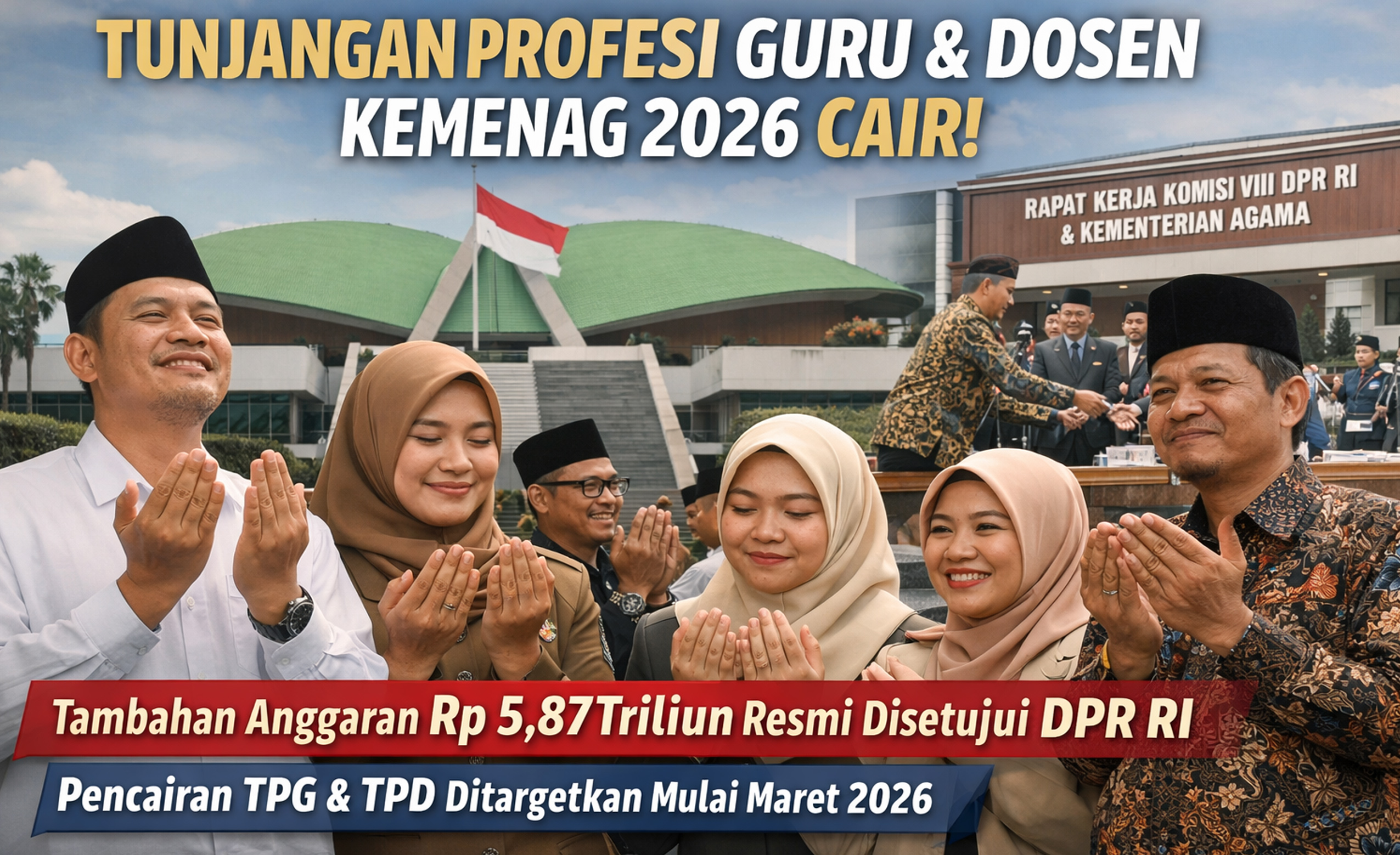 Kemenag pastikan TPG dan TPD 2026 dibayarkan penuh. DPR RI menyetujui tambahan anggaran, pencairan ditargetkan Maret 2026.