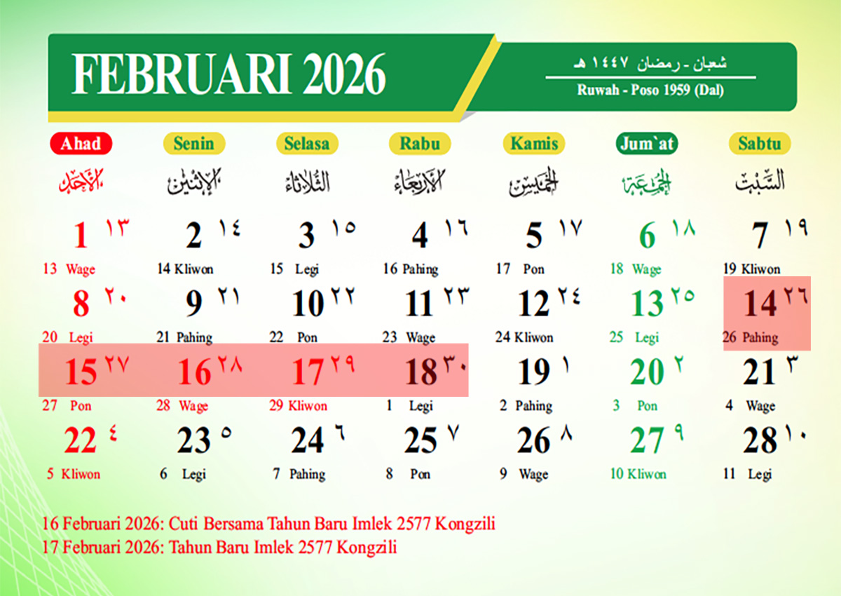 Libur Sangat Panjang di Februari 2026 Bebarengan Tahun Baru Imlek 2577 Kongzili Bisa Buat Quality Time