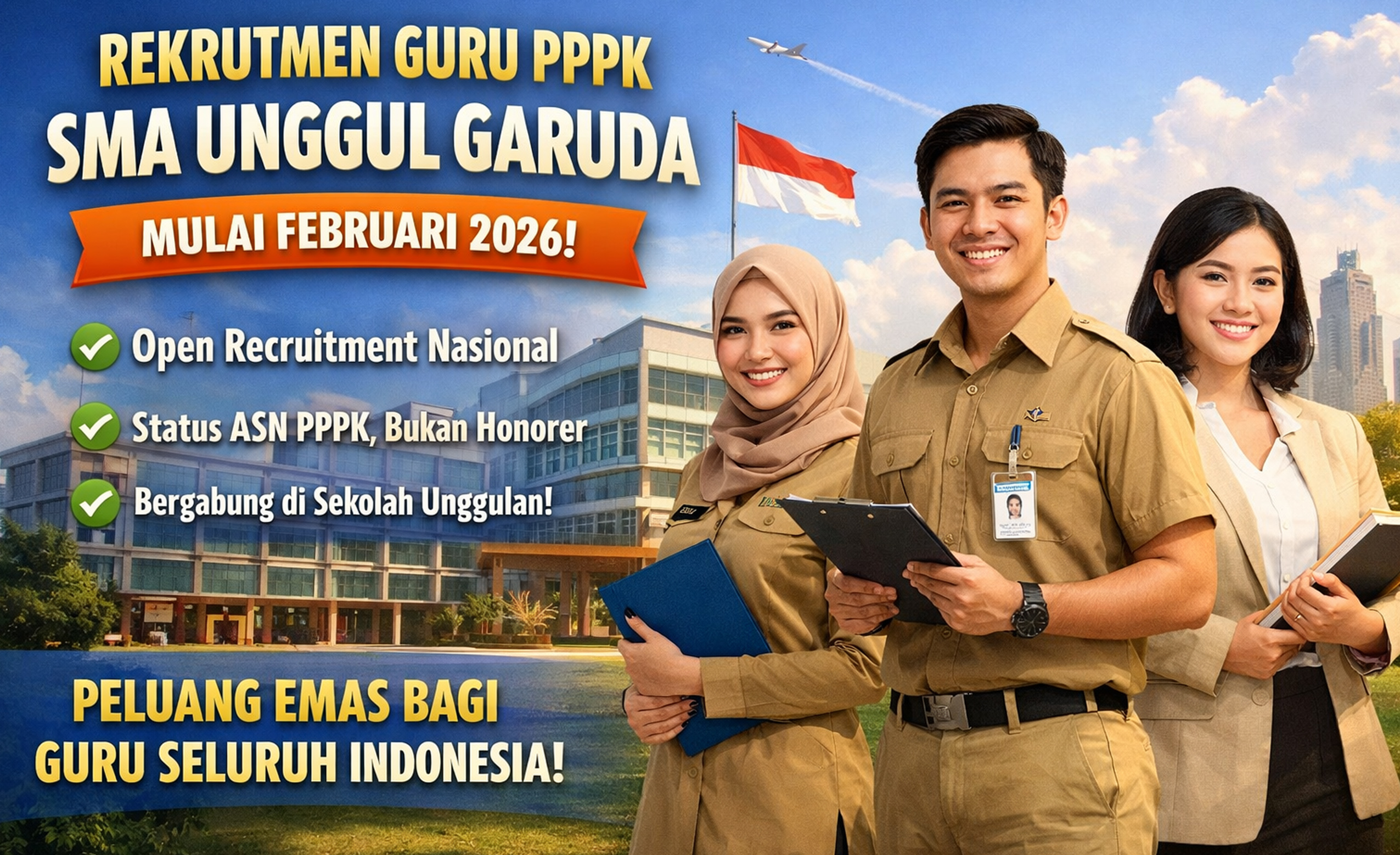 Rekrutmen guru PPPK 2026 untuk SMA Unggul Garuda segera dibuka. Peluang besar bagi guru profesional bergabung di sekolah unggulan nasional.