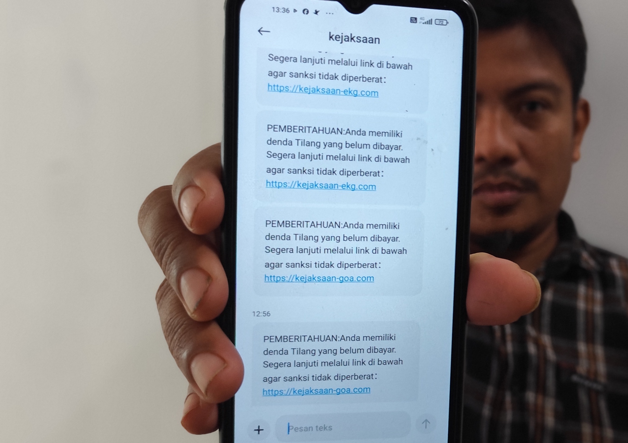Salah satu SMS terkait tilang ETLE diduga palsu