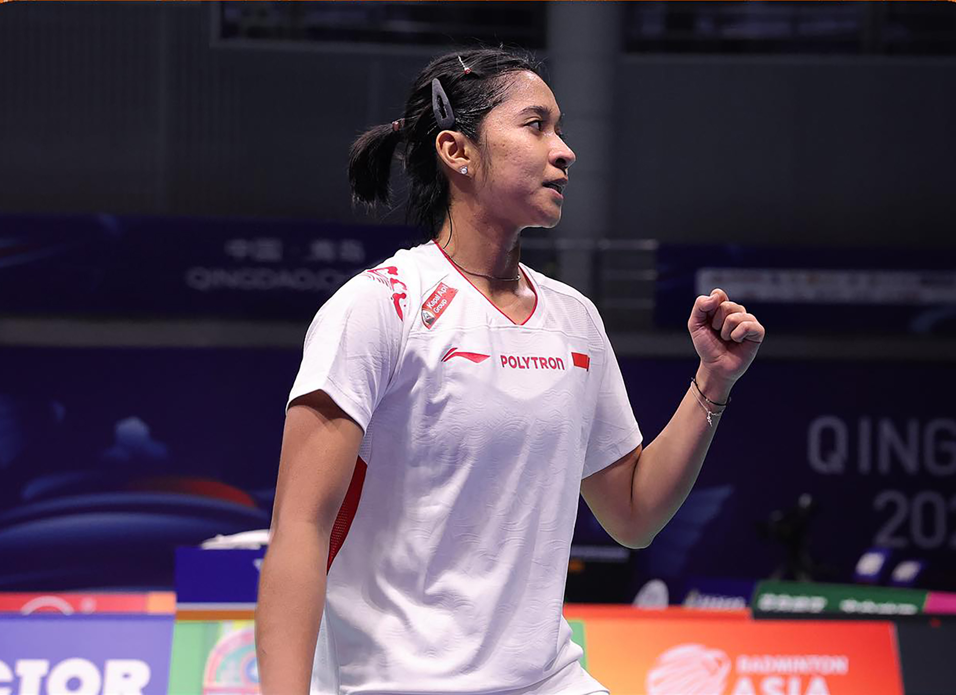 Ester Nurumi Tri Wardoyo berhasil menyumbangkan poin untuk tim putri Indonesia saat menghadapi Hongkong di pertandingan pembuka.