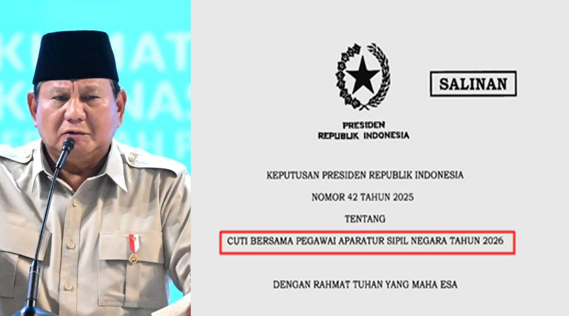 Cuti bersama 2026 resmi ditetapkan. Simak 8 hari cuti ASN, aturan Keppres Prabowo, dan jadwal long weekend paling strategis.
