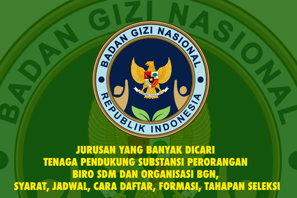 Jurusan yang Banyak Dicari Tenaga Pendukung Substansi Perorangan Biro SDM dan Organisasi BGN, Berikut Syarat, Jadwal, Cara Daftar, Formasi, Tahapan Seleksi