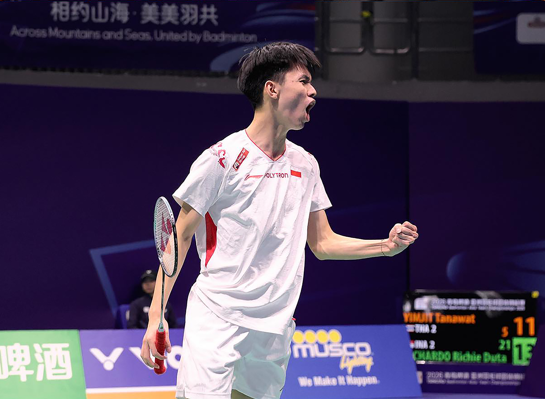 Richie Duta Richardo membawa tim putra Indonesia mengalahkan tim Thailand dengan skor 3-2 pada babak perempatfinal Kejuaraan Beregu Asia 2026, Jumat (6/2/2026).