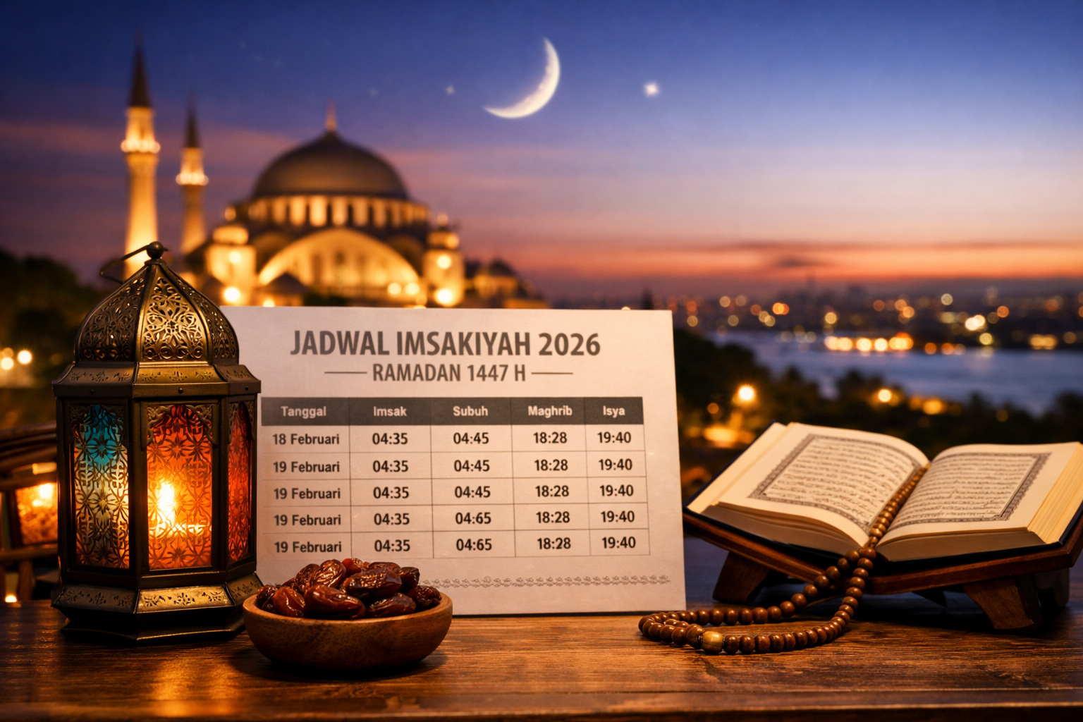 Jadwal puasa 2026 Ramadan 1447 H terbaru. Cek imsakiyah Kemenag dan Muhammadiyah agar ibadah puasa lebih tenang