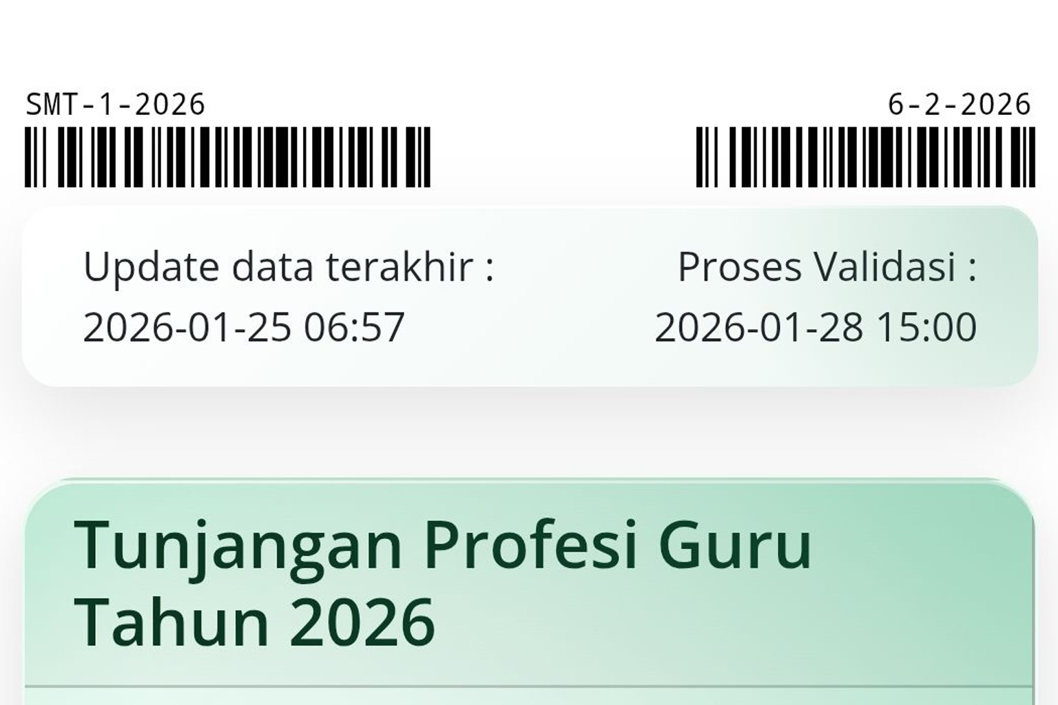 Update resmi TPG guru sertifikasi Februari 2026. Cek Info GTK, jadwal validasi, estimasi pencairan, dan total pemasukan guru ASN hingga Rp10 juta