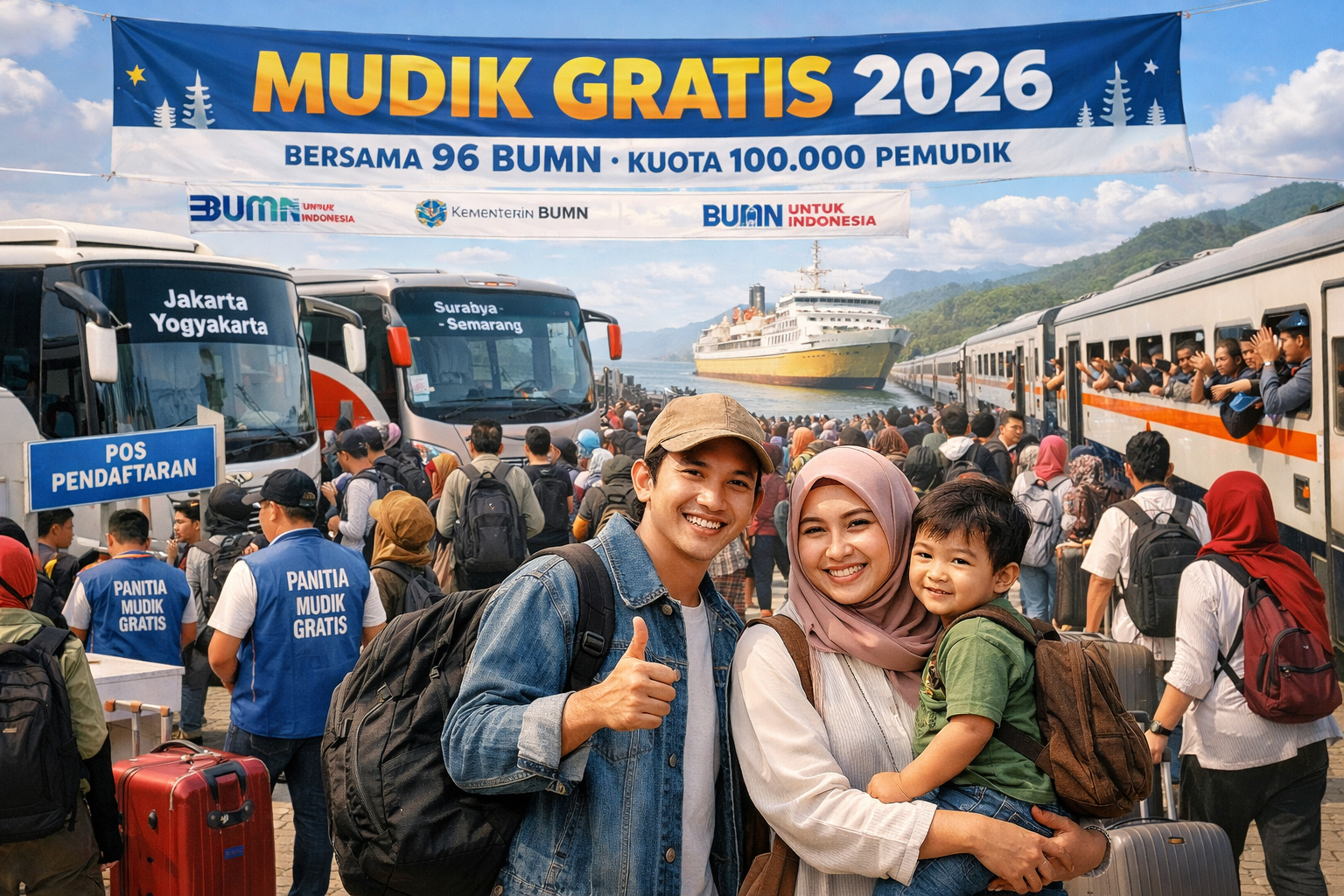 Update terbaru Mudik Gratis 2026: kapan dibuka, kuota peserta, rute lengkap, dan panduan daftar resmi agar tidak ketinggalan.