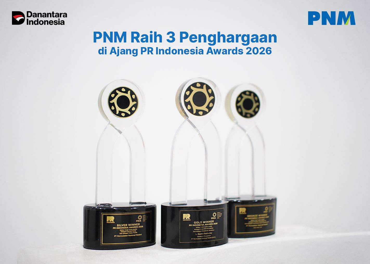 PNM kembali menorehkan prestasi membanggakan di bidang komunikasi korporasi dengan meraih tiga penghargaan dalam ajang PR Indonesia Awards (PRIA) 2026.