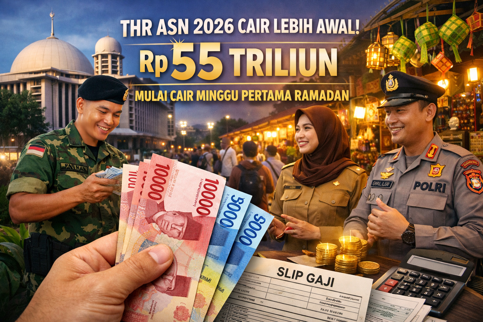 Jadwal pencairan THR PNS 2026 dimajukan ke minggu pertama Ramadan. Ini rincian anggaran, jumlah penerima, dan aturan yang jadi acuan.
