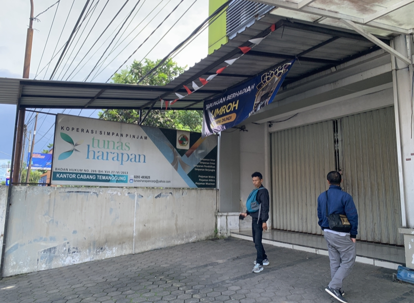 Kondisi bangunan kantor cabang Temanggung KSP Tunas Harapan yang berada di Jalan Suwandi-Suwardi, Kowangan.