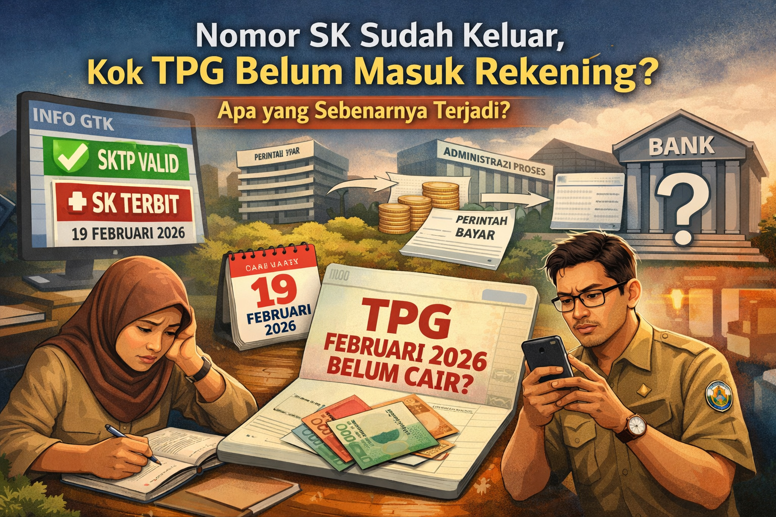 SKTP Februari 2026 sudah terbit sejak 19 Februari, namun TPG belum cair ke rekening? Simak penjelasan lengkap alur pencairan TPG ASN dan Non ASN serta estimasi jadwal terbarunya.