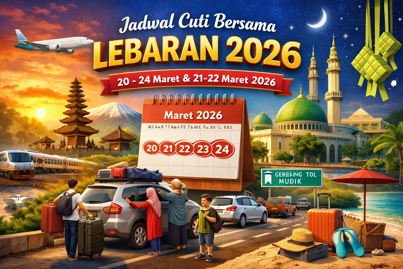Maret 2026 jadi bulan penuh tanggal merah. Cek jadwal Nyepi, Idul Fitri 1447 H, dan cuti bersama agar tidak salah atur cuti kerja.