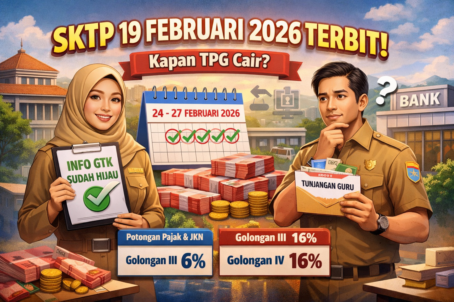 Guru wajib tahu! SKTP Februari 2026 sudah terbit. Ini arti status valid di Info GTK, estimasi pencairan TPG, dan perhitungan potongan golongan III dan IV.