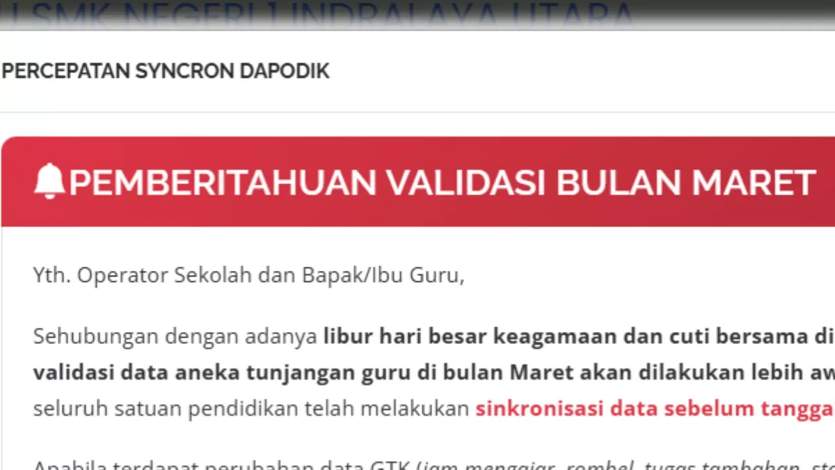 Kabar penting untuk guru seluruh Indonesia: validasi data dipercepat, TPG Maret 2026 berpotensi cair lebih awal. Pastikan data di Dapodik sudah sinkron sebelum tenggat.