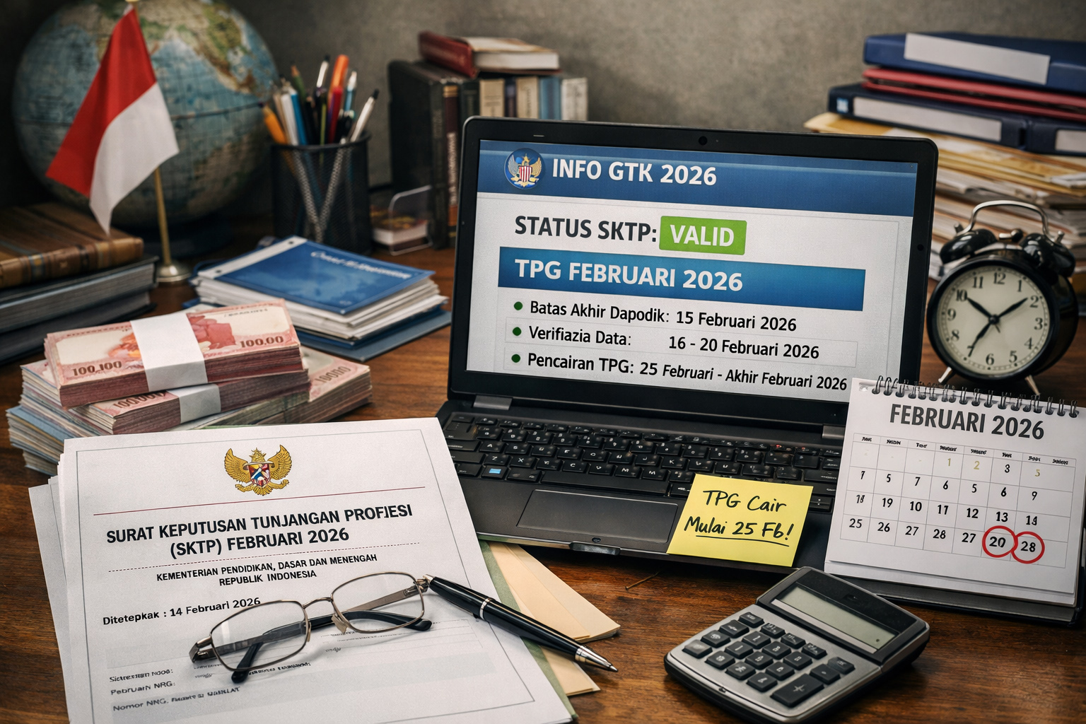 Guru di seluruh Indonesia menunggu pencairan TPG Februari 2026. SKTP telah diterbitkan dan proses verifikasi data sedang berlangsung sebelum dana ditransfer.