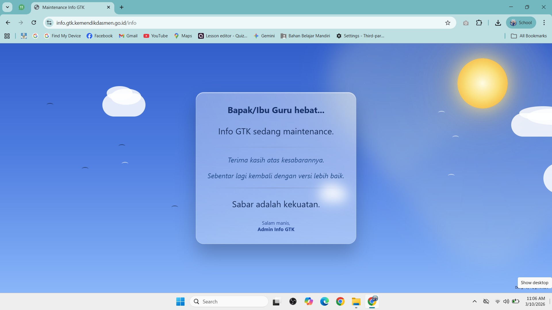 Update terbaru Info GTK Maret 2026. Ketahui cara memastikan data guru valid dan tanda SKTP akan segera diterbitkan.