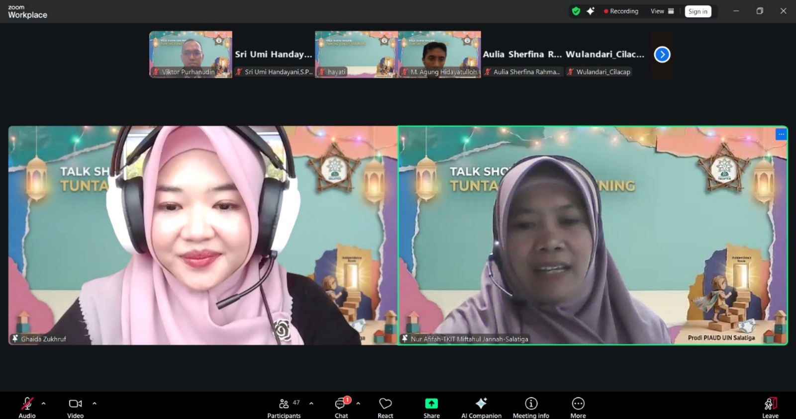 Webinar Tadarus PIAUD UIN Salatiga Sesi 3, Selasa (10/3).