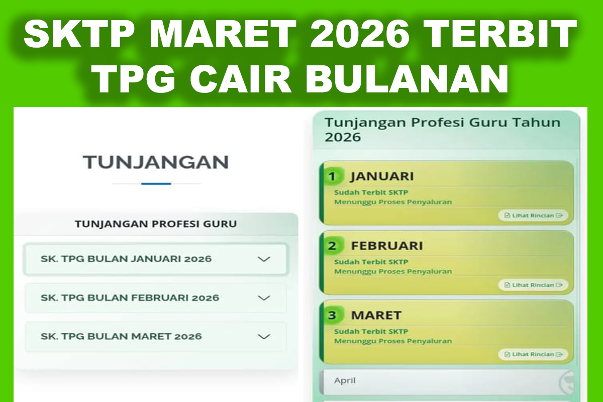 SKTP Maret 2026 Sudah Terbit, TPG Bulanan Guru Sudah Mulai Cair Sebelum Lebaran Idul Fitri 1447 H