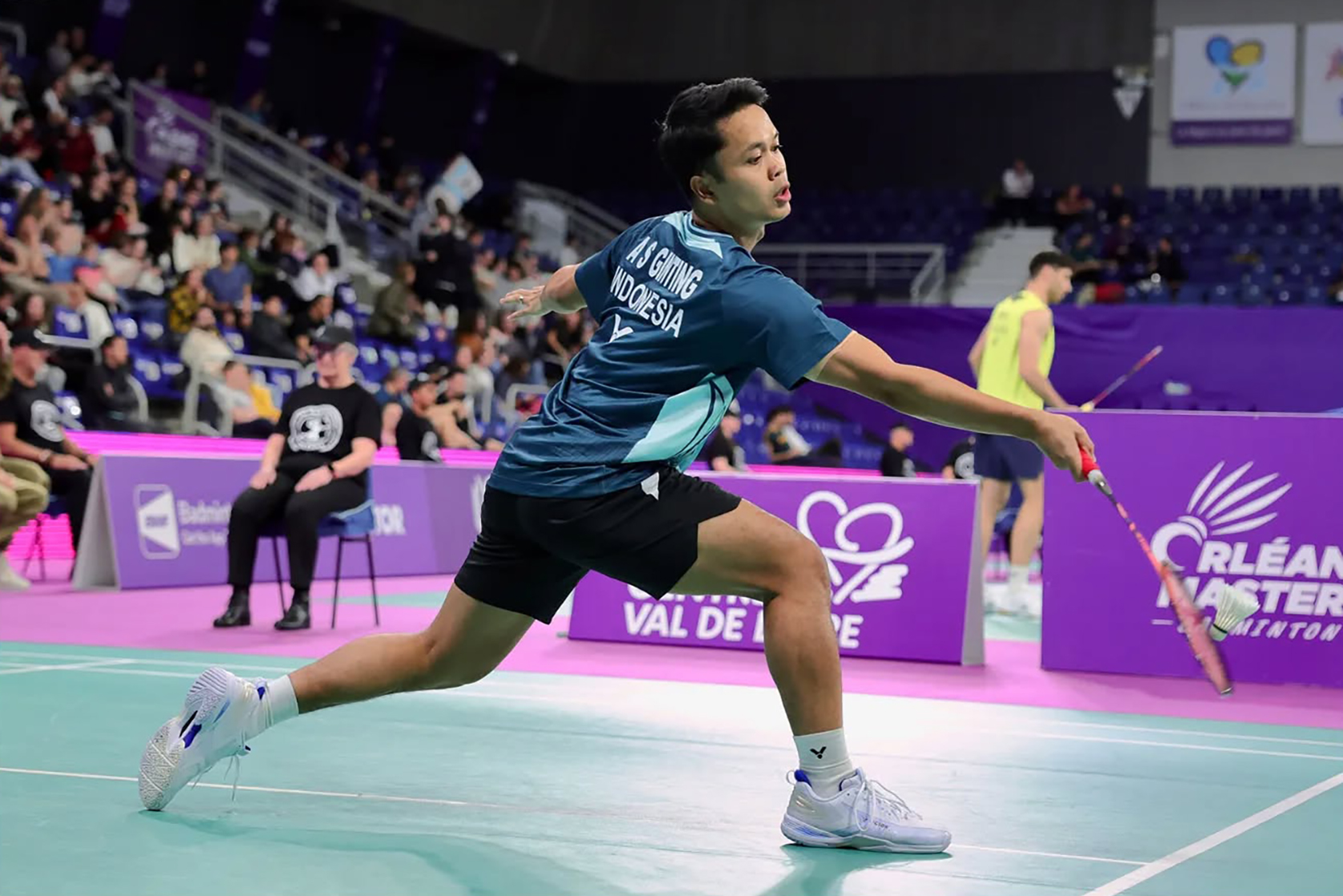 Anthony Sinisuka Ginting melangkah ke babak kedua Orleans Masters 2026 usai mengalahkan wakil Chinese Taipei, Liao Jhuo Fu 22-20, 21-5.