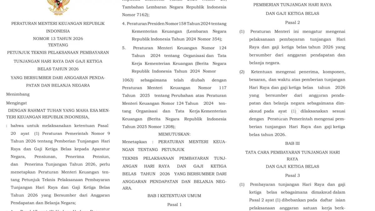 Pemerintah resmi menetapkan pencairan gaji ke-13 ASN 2026. Simak jadwal, rincian lengkap, hingga syarat penting yang wajib diketahui agar tidak kehilangan hak