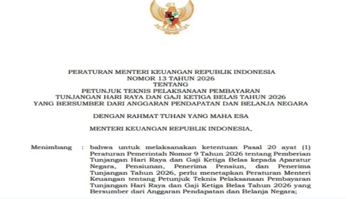 Skema Pencairan Gaji ke 13 ASN, TNI, Polri hingga Pensiunan 2026 Sesuai PMK Nomor 13 Tahun 2026