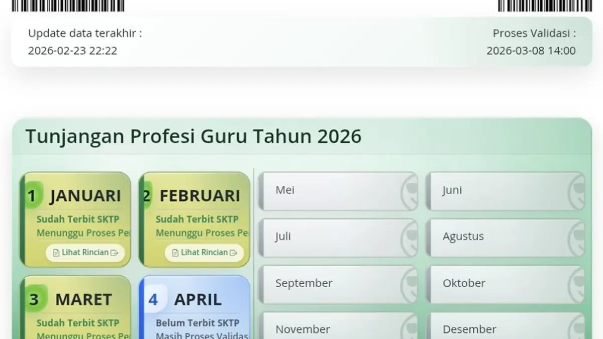 Kabar terbaru pencairan TPG 2026 akhirnya terungkap! Guru berpotensi menerima rapelan hingga 3 bulan sekaligus. Simak jadwal lengkap, syarat, dan update resmi di sini.