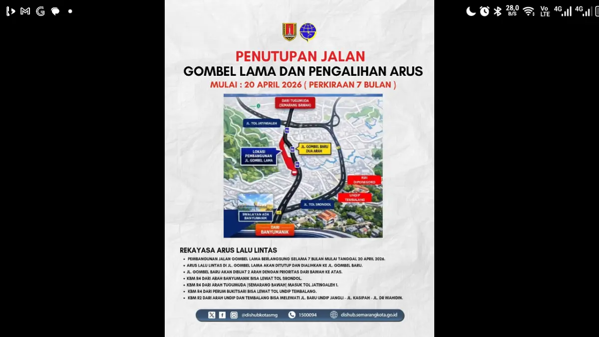 Peta Pengalihan Jalan Gombel Lama