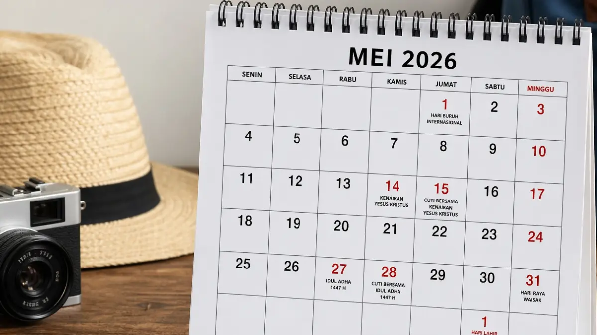 Simak daftar lengkap libur nasional dan cuti bersama Mei 2026. Ada 3 long weekend yang bisa dimanfaatkan untuk liburan panjang hingga awal Juni.