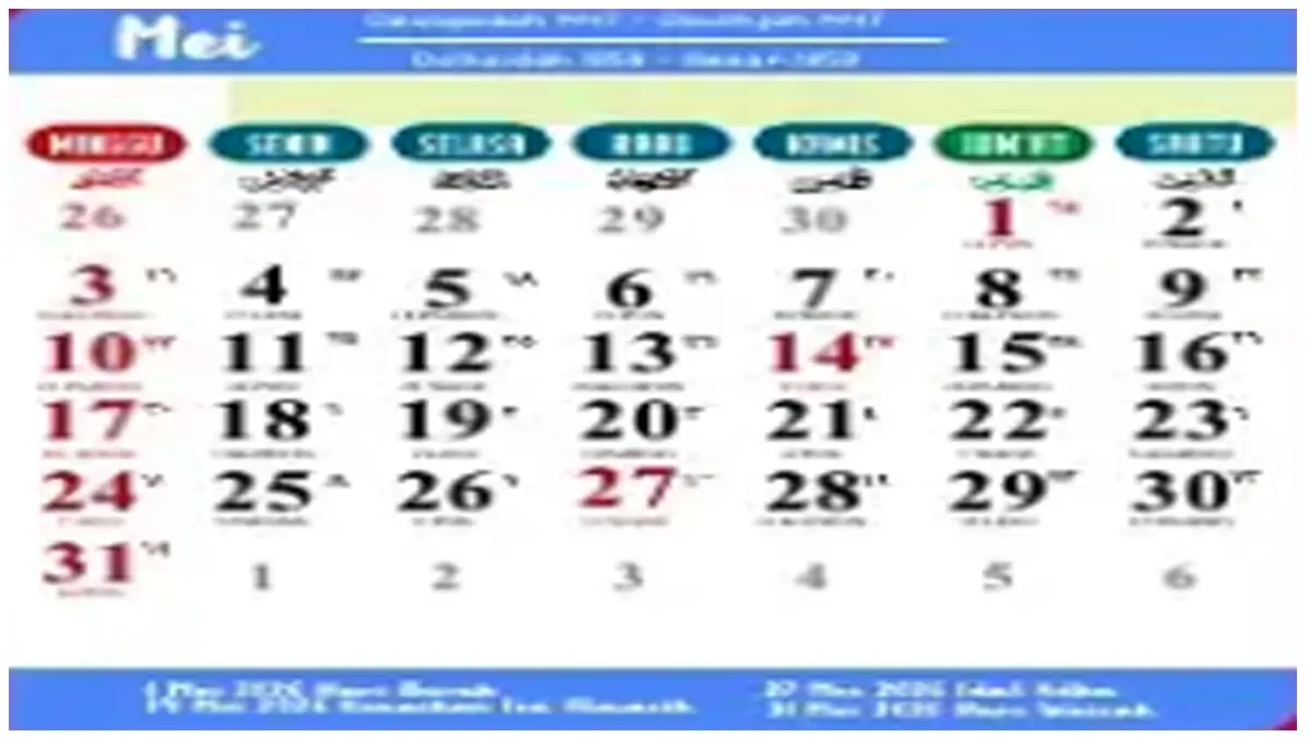 Kalender Mei 2026 Bertabur Tanggal Merah: Bisa 12 Hari Libur Kerja, Ini 3 Long Weekendnya Persiapan Piknik
