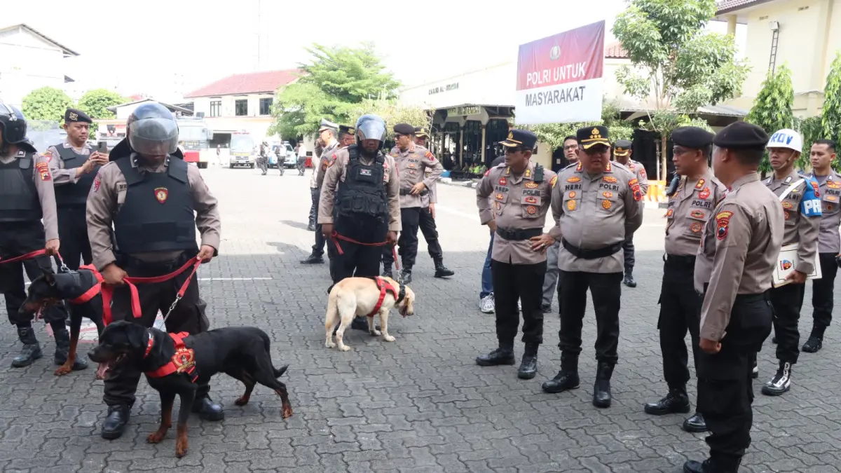 Unit K9 Polrestabes Semarang akan dikerahkan dalam kesiapan pengamanan aksi May Day&nbsp;di Semarang 