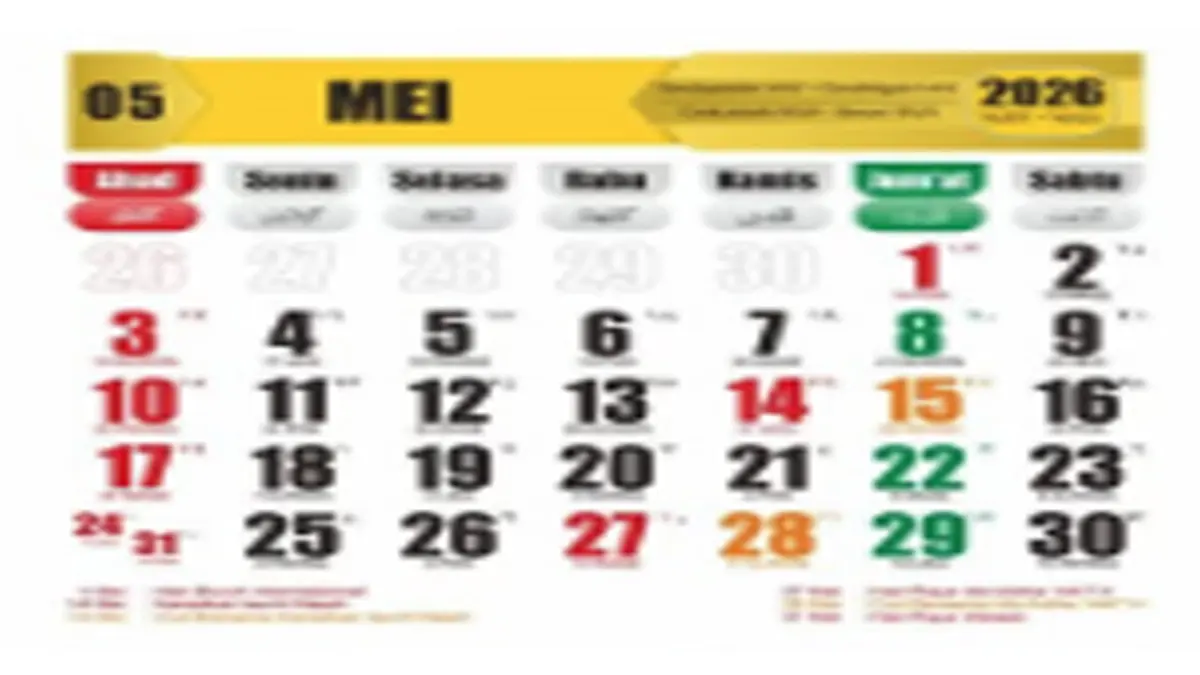 Kalender 2026 Baru: Daftar Libur Bulan Mei, Banyak Libur Panjang Cocok Buat Liburan Wisata
