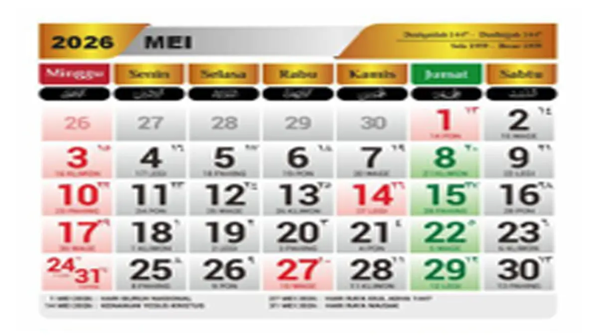 Kalender Mei 2026 Jadi Bulan Libur Terpadat Sangat Ditunggu untuk Liburan Wisata
