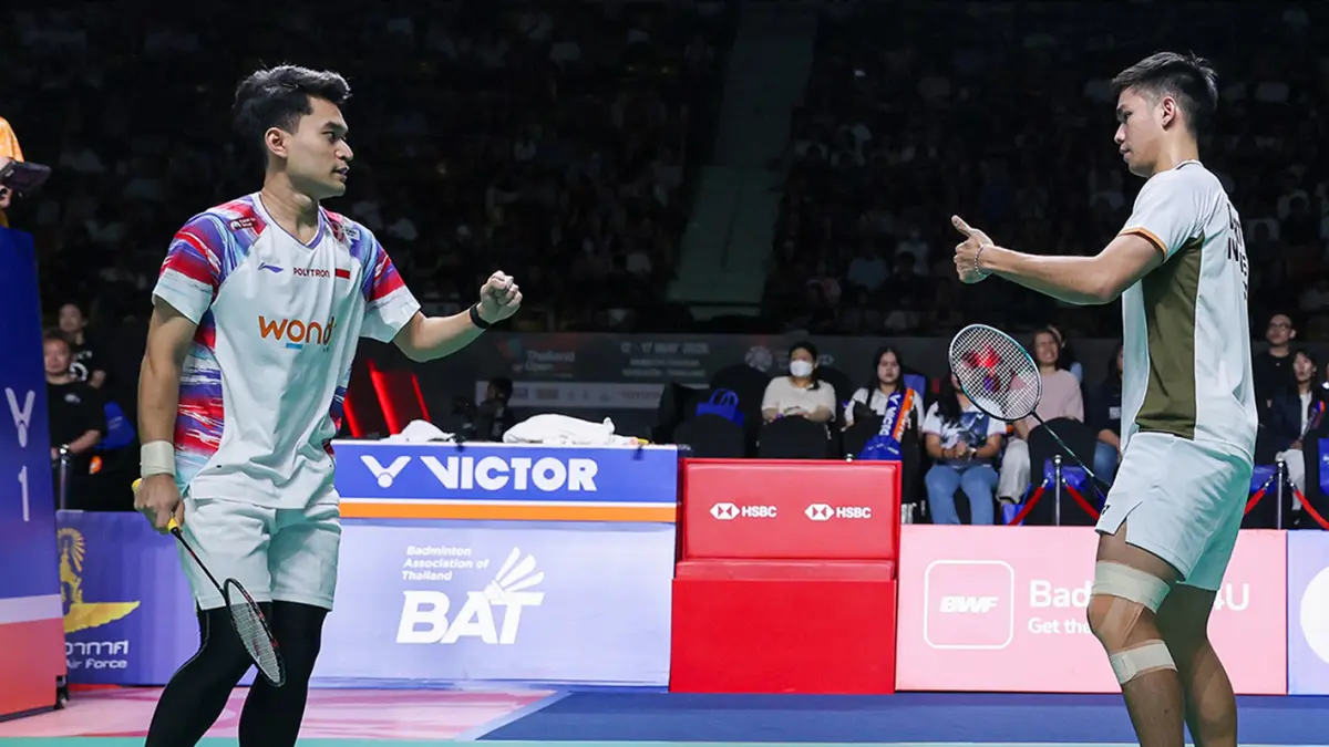 Leo Rolly Carnando/Daniel Marthin menjadi juara Thailand Open 2026 usai mengalahkan pasangan India, Satwiksairaj Rankireddy/Chirag Shetty 21-12, 25-23.